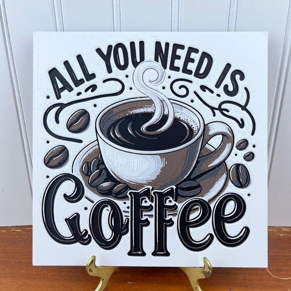 Coffee Wall Art, Coffee Lover, Coffee Station Decor, 3D Printed Wall Art - Picture 1 of 10